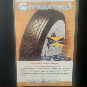 Vintage 1940 GoodYear Tires Performance Without Parallel Ad Advertisement